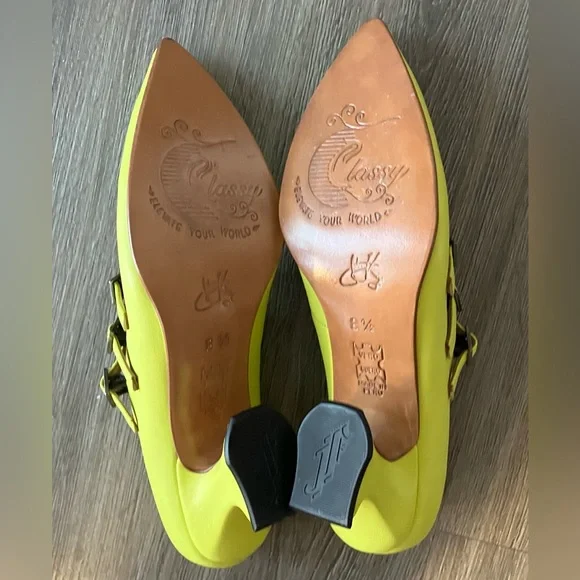 John Fluevog Neon Yellow Bach size 8.5 New - Picture 5 of 7